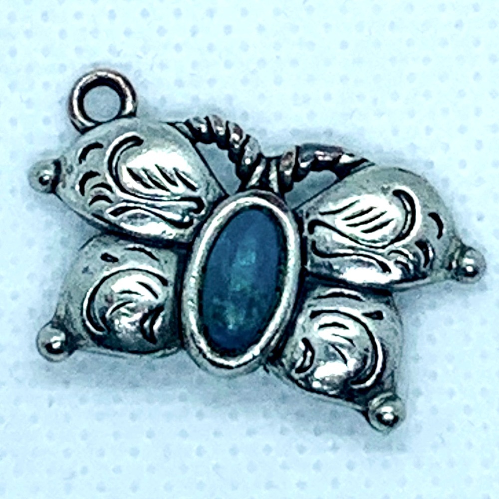 Sterling Silver Turquoise Butterfly Charm Pendant